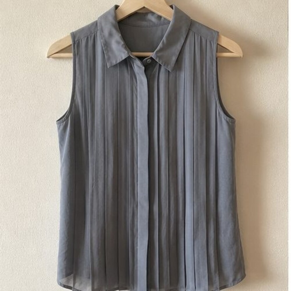 Gray Pleated Blouse